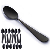 Seeshine matte black dessert spoon full view for elegant everyday dining