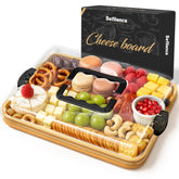 SEFILENCE charcuterie board with lid showing organized 6-compartment display for parties