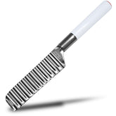 Seki Japan cheese knife with crinkle blade close-up showing clean cuts