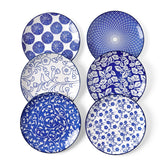 Selamica 6-inch dessert plates in vintage blue for elegant desserts.