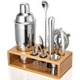 Semderm cocktail shaker set on bamboo stand for stylish home entertaining