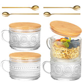 Semderm vintage glass coffee mug with embossed sunflowers and mandala borders for elegant hot drinks.