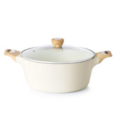 SENSARTE ceramic stock pot with lid shows smooth nonstick surface for easy cooking.