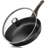 SENSARTE nonstick frying pan with lid provides a clear view to monitor cooking.