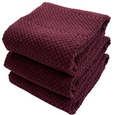 Serafina Home purple burgundy wine kitchen hand dish towel shows oversized coverage for quick drying.