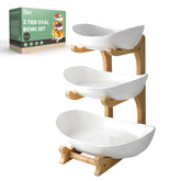 Seven Sparta PLUS 3-tier fruit bowl on bamboo stand for kitchen organization