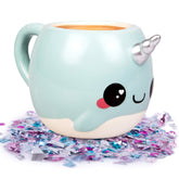 Seven20 Glitter Galaxy Narwhal mug front view with 18 oz capacity for generous mornings