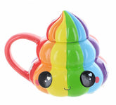 Seven20 Rainbow Poo Emoji mug with lid for vibrant mornings.