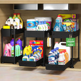 Sevenblue under-sink organizer with sliding drawer for easy cabinet access.