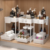 Sevenblue under-sink organizer with sliding drawer for easy access and neat storage.