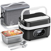 SEVENMEET cordless lunch box with battery-powered heating for hot meals on the go