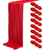 Seveups 8Pack red cheesecloth table runner, 120-inch length, adds elegant rustic wedding charm.