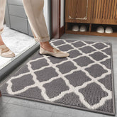 SHACOS door mats dirt-scraper close-up captures dirt and grime from shoes.