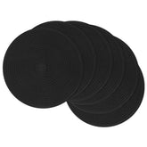 SHACOS round braided placemats in black protect surfaces and upgrade table aesthetics.
