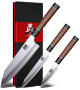 SHAN ZU 3PCS knife set handle close-up shows ergonomic octagonal grip for precise cuts