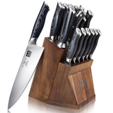 SHAN ZU Genbu knife block set showcasing a complete blade lineup for versatile meals.