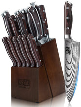 SHAN ZU 16-piece knife set in block for easy access and organization.
