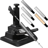 Sharp Rock knife sharpener demonstrates adjustable angle for precise edges