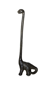 Sheff dinosaur cast-iron paper towel holder base adds rustic charm to kitchen or bathroom.