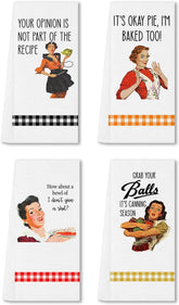 SHIMANY Funny Kitchen Towels with retro-women design for efficient dish drying.