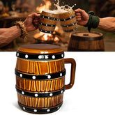 Shiningsoul pirate-barrel-mug wood texture enhances authentic pirate vibe for coffee.