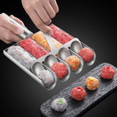shofilt quadruple meatball maker with 4-spoon design for quick, uniform meatballs.