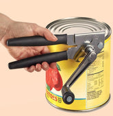 ShoppingOnBed heavy-duty can opener with magnet opening a large can safely.