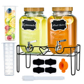 ShoreHao 2-pack 1-gallon glass dispenser set with stand for easy serving