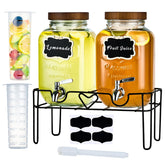 ShoreHao two-pack 1-gallon glass beverage dispensers on a stand for parties