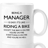 Shqiueos funny manager mug front view for daily motivation