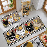 SHUNLCD rooster kitchen rug 2-piece set with bold rooster motif for stylish kitchen spaces