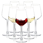 SHYRC 8-set 12oz wine glasses with clear stems for tastings and gatherings