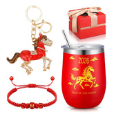 Sieral stainless steel mug with lid showcasing Year of the Horse motif for daily use.