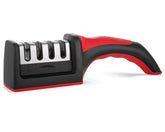 SIGNI 3-Stage sharpener with anti-slip base in use for safe kitchen sharpening