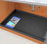 SIKADEER under-sink mat with raised edges protects cabinets from spills.