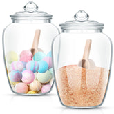 SiliFine bath salt container with airtight lid and wooden scoop for spa-like storage