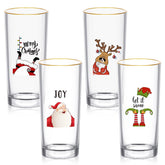 SiliFine Christmas highball elk pattern glass ideal for festive entertaining