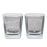 Silver Buffalo Dutton Ranch 9oz rock glass front view, ideal for home bar use.