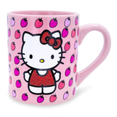 Silver Buffalo Hello Kitty mug with red glitter dress; ideal for daily coffee.