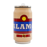 Silver Buffalo King of the Hill tumbler with Alamo Beer logo for on-the-go sipping.