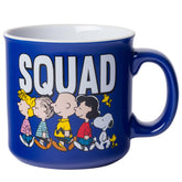 Silver Buffalo Peanuts Squad mug front view with characters, ideal for cozy mornings.