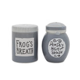 Silver Buffalo Sally jars salt and pepper shakers for a spooky tabletop display.
