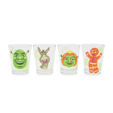 Silver Buffalo Shrek mini shot glasses set of four with all four characters for themed parties.