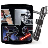 Silver Buffalo Star Wars mug with sculpted lightsaber handle for immersive mornings