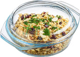 SIMAX glass casserole dish with lid, clear and durable for oven-to-table use.