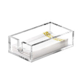 Simetufy acrylic napkin holder in clear finish on a dining table, elegant touch.