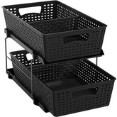 Simple Houseware 2-tier pull-out under-sink black organizer for organized storage.