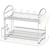Simple Houseware 2-Tier Dish Rack Chrome shows ample capacity for plates