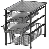 Simple Houseware 3-tier sliding basket front view for compact storage