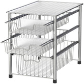 Simple Houseware chrome front view shows accessible three-tier drawers